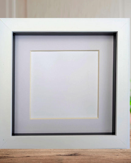 6x6 white 3d box photo frame: shadow display with mount