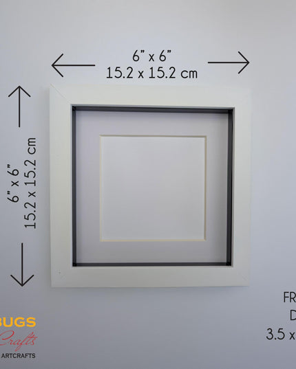 6x6 white 3d box photo frame: shadow display with mount
