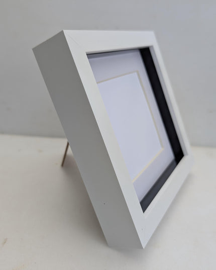 6x6 white 3d box photo frame: shadow display with mount