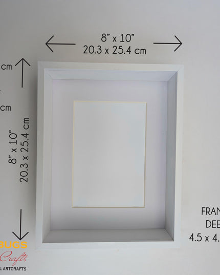White 3d deep box photo frame: 8x10 shadow box display