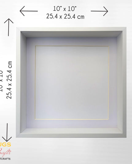 16x16 white 3d shadow box frame: deep display with mount