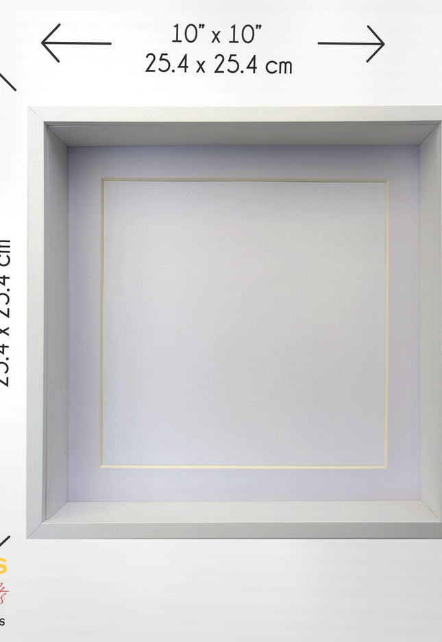 16x16 white 3d shadow box frame: deep display with mount