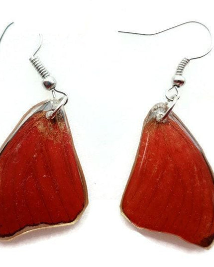 Cymothoe sangaris, the blood-red glide, bright red small real wings earrings, butterfly wings resin work