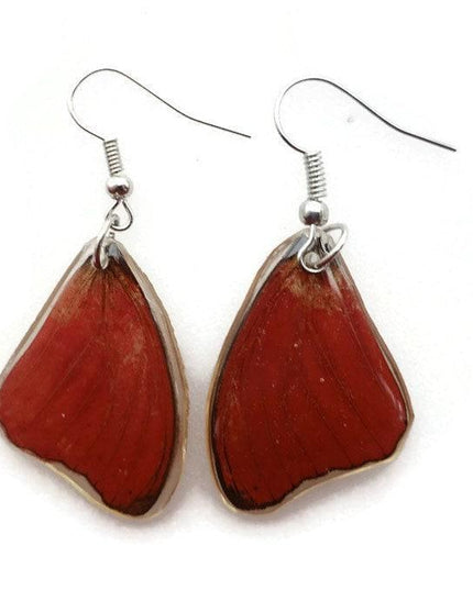 Cymothoe sangaris, the blood-red glide, bright red small real wings earrings, butterfly wings resin work