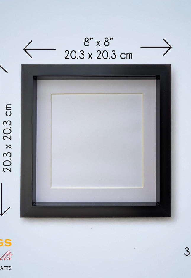 8x8 black 3d box photo frame: shadow picture display