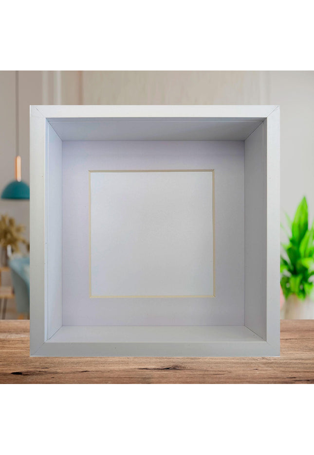 6x6 white 3d box photo frame: shadow picture frame with mount