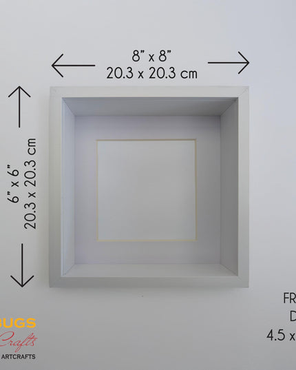 6x6 white 3d box photo frame: shadow picture frame with mount