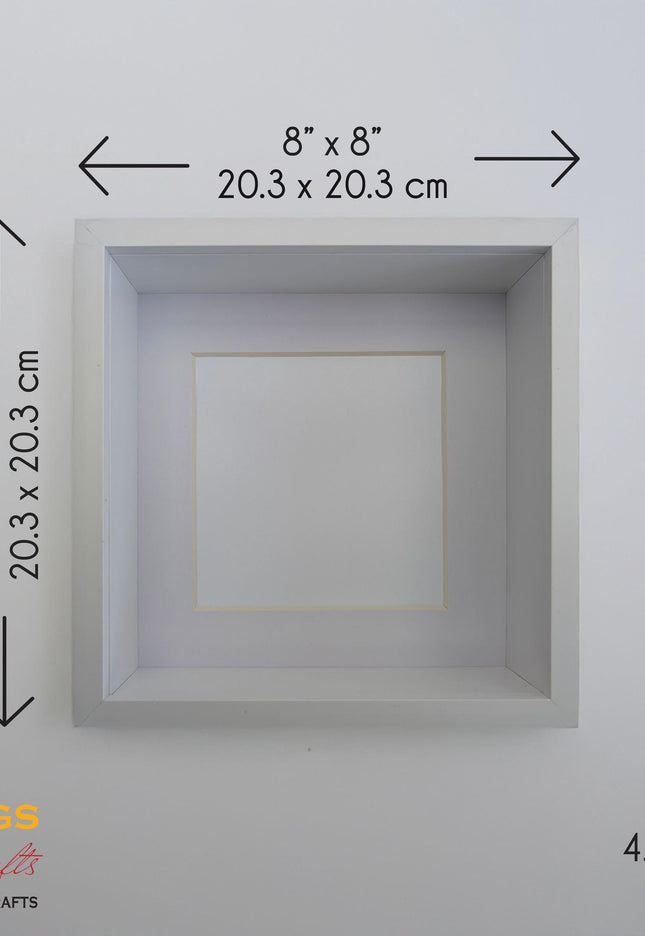 6x6 white 3d box photo frame: shadow picture frame with mount