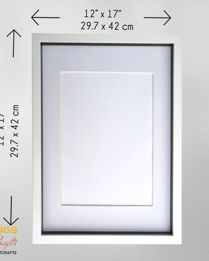 White a3 3d box photo frame: shadow picture frame with mount