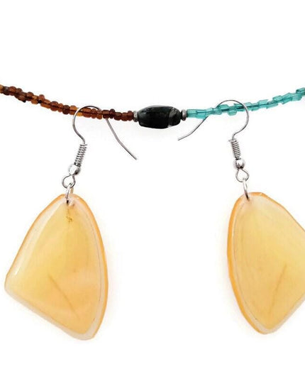 Real mexican butterfly wings earrings yellow