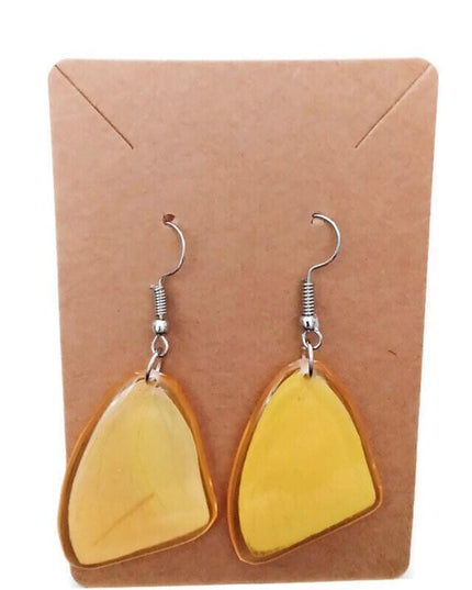 Real mexican butterfly wings earrings yellow