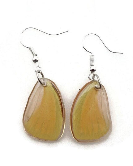 Real butterfly wing earrings: orange resin dangle jewelry