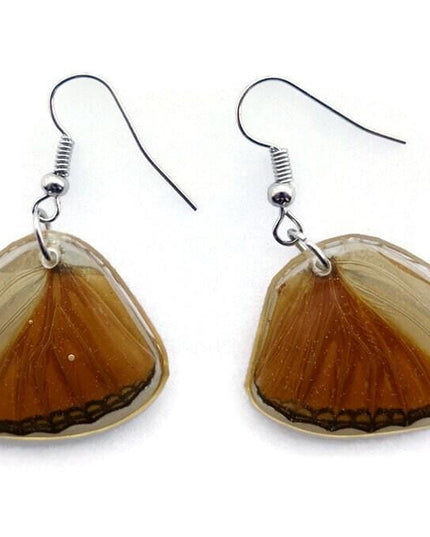 Resin butterfly wing earrings: copper bronze hypoallergenic hooks