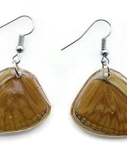 Resin butterfly wing earrings: copper bronze hypoallergenic hooks