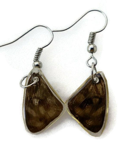 Real little pretty beige two sided wings earrings, butterfly wings resinwork