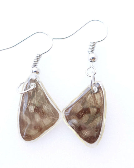 Real little pretty beige two sided wings earrings, butterfly wings resinwork