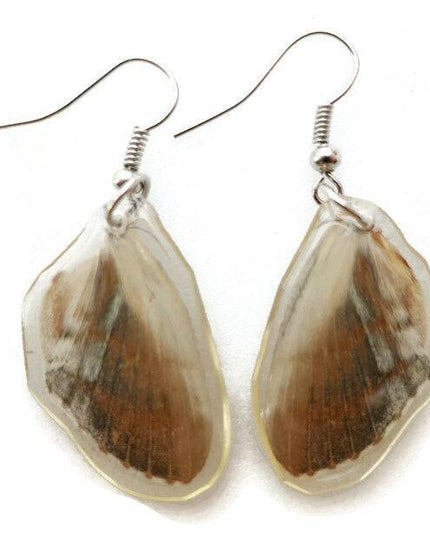 Little pretty beige two sided wings earrings, butterfly wings resinwork