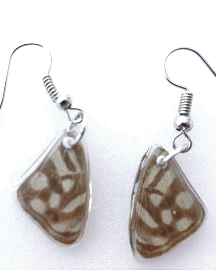 Real little pretty beige two sided wings earrings, butterfly wings resinwork