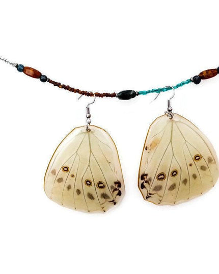 Real mexican butterfly wings, morpho poliphemus, earrings set 1