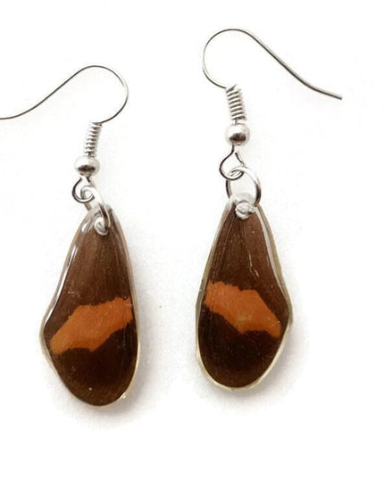 Little brown and copper two sided wings earrings, butterfly wings resinwork