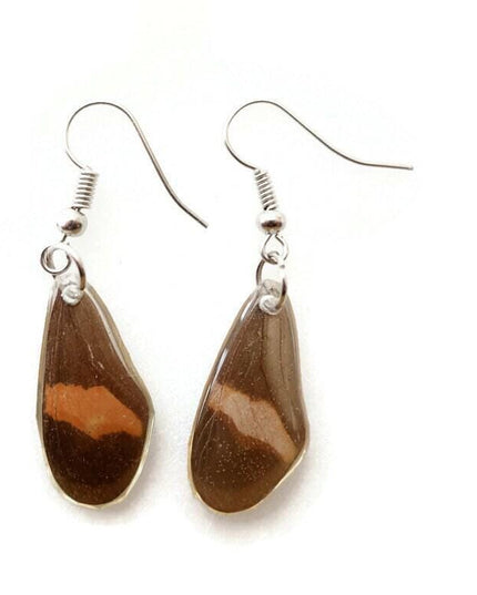 Little brown and copper two sided wings earrings, butterfly wings resinwork