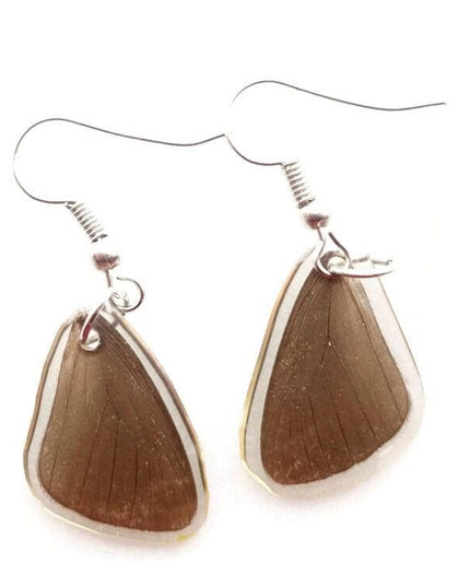 Tiny dark real wings earrings, butterfly wings resin work