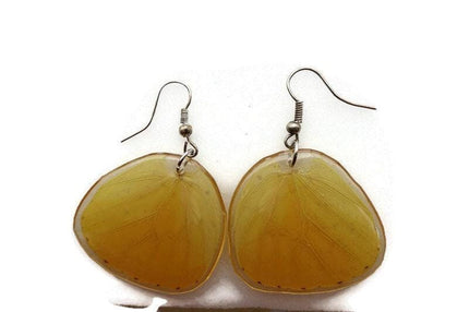 Butterfly wing resin earrings: dotted yellow & orange