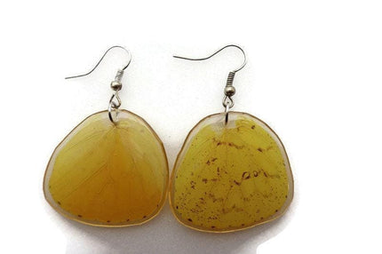 Butterfly wing resin earrings: dotted yellow & orange