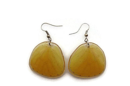 Butterfly wing resin earrings: dotted yellow & orange
