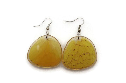 Butterfly wing resin earrings: dotted yellow & orange