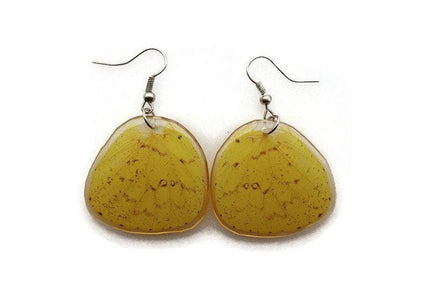 Butterfly wing resin earrings: dotted yellow & orange