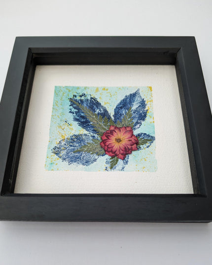 Pressed wild rose art: botanical herbarium, watercolor print