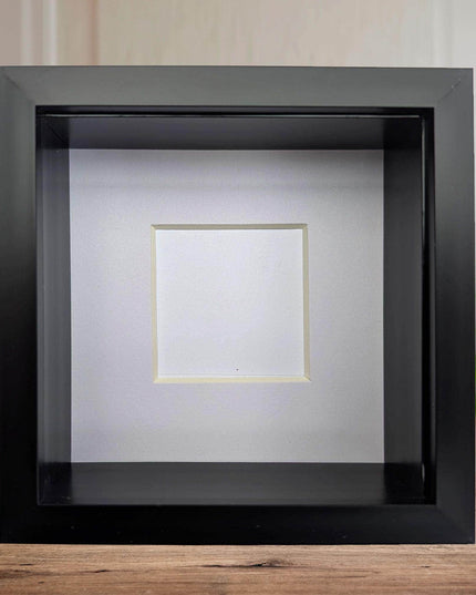Black 3d box photo frame 4x4: standing or hanging display