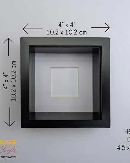 Black 3d box photo frame 4x4: standing or hanging display