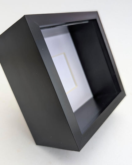 Black 3d box photo frame 4x4: standing or hanging display