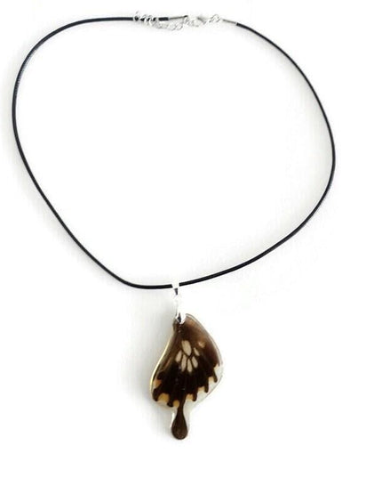 Real butterfly wing pendant: resin coated necklace, 47cm cord