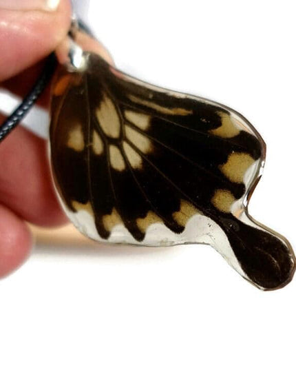 Real butterfly wing pendant: resin coated necklace, 47cm cord