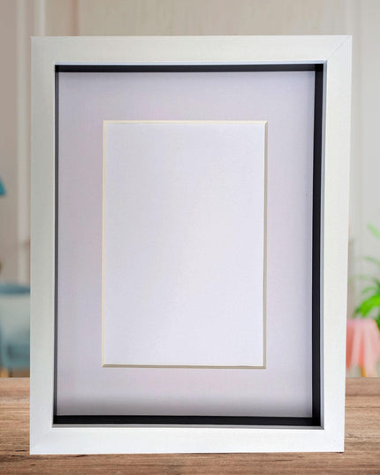 8x10 white 3d box photo frame: shadow display with mount