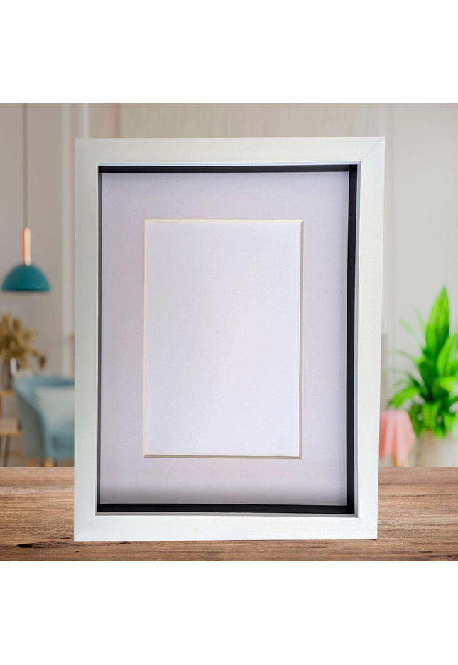 8x10 white 3d box photo frame: shadow display with mount