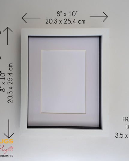8x10 white 3d box photo frame: shadow display with mount