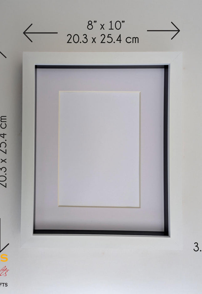 8x10 white 3d box photo frame: shadow display with mount