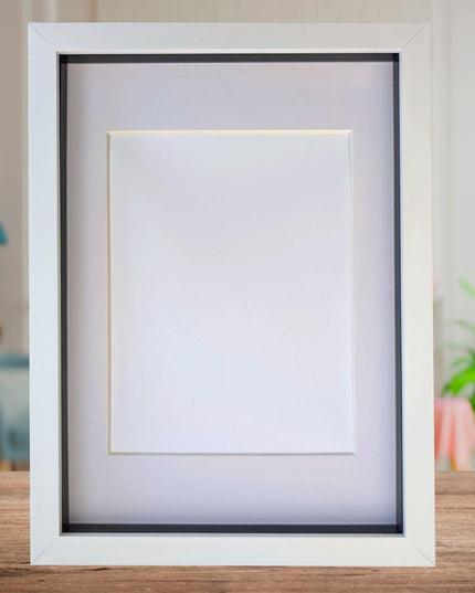 White a4 3d box photo frame: shadow picture frame with mount