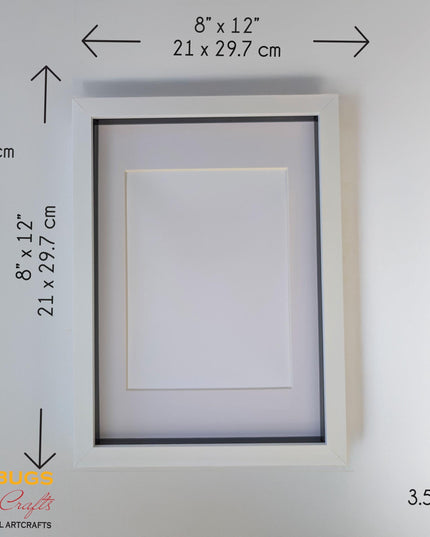 White a4 3d box photo frame: shadow picture frame with mount