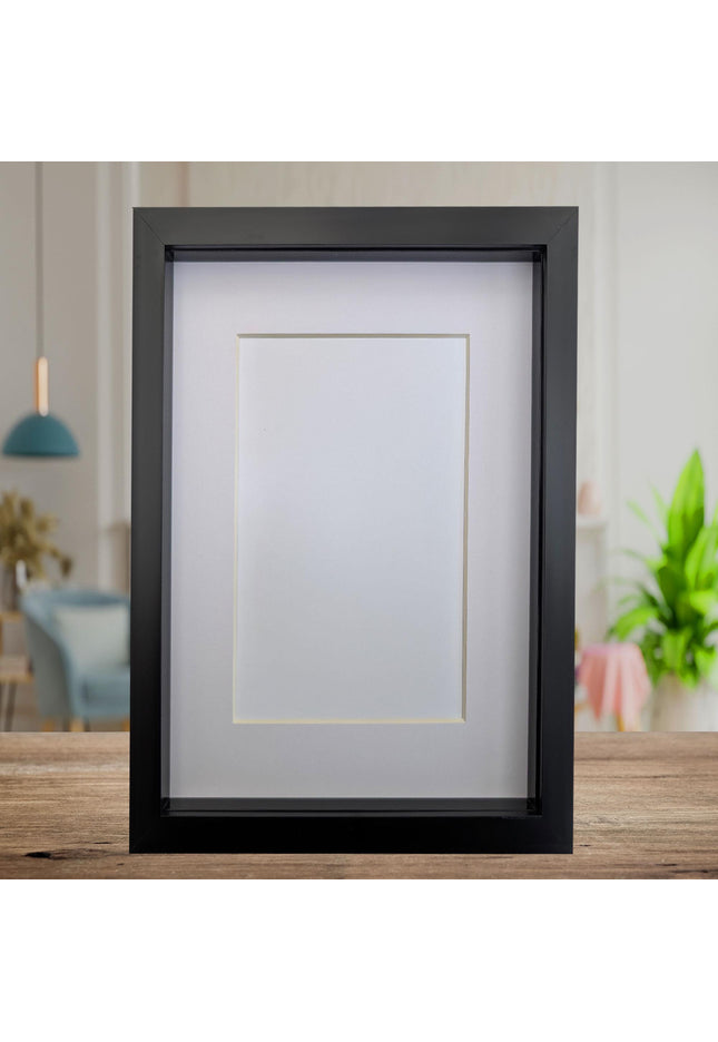 A4 black 3d box photo frame: shadow picture frame with mount