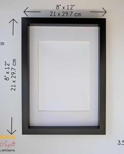 A4 black 3d box photo frame: shadow picture frame with mount