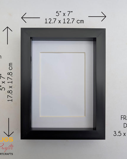 5x7 black 3d box photo frame: shadow display, standing or hanging
