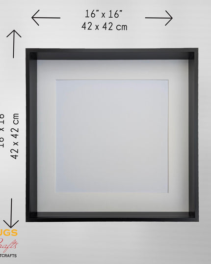 16x16 black 3d deep box shadow frame with mount