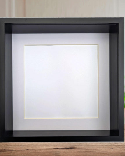 8x8 black 3d box photo frame: shadow display, standing or hanging