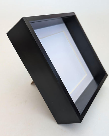 8x8 black 3d box photo frame: shadow display, standing or hanging