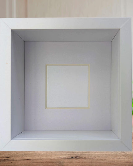 White 4x4 deep box photo frame: standing & hanging shadow box